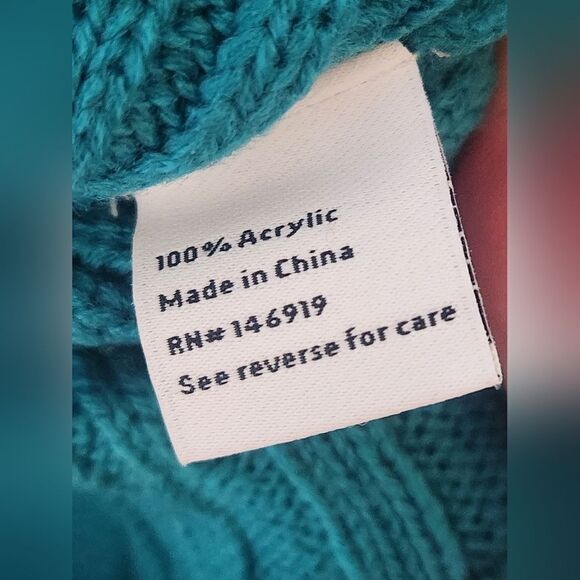 NWT Nine West M TurquoisBlackRibbed LeopardKnit Cropped Turtleneck Women Sweater - Picture 5 of 12